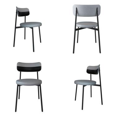 Imagem de Cadeira Kyta Fixa com 4 Pés 50 X 44,7 X 83,8 Cm com 4 Unidades Cinza /Preto