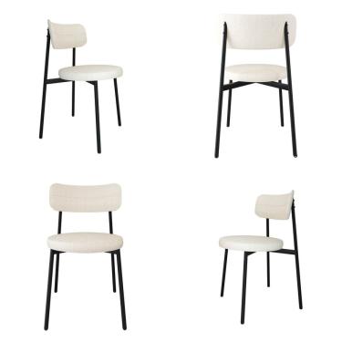 Imagem de Cadeira Kyta Fixa com 4 Pés 50 X 44,7 X 83,8 Cm com 4 Unidades Palha/Preto