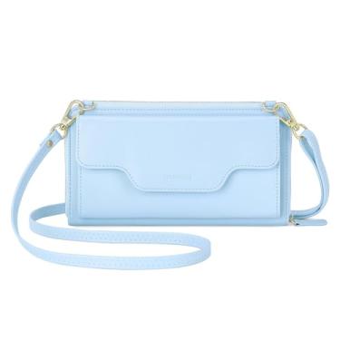 Imagem de nuoku Bolsas transversais para mulheres, carteiras de pulso para mulheres, bolsas de mão pequenas para mulheres, carteira de celular, carteira RFID, 06 - Azul claro