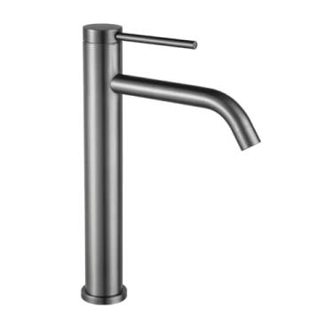 Imagem de Torneira de banheiro preta dourada Torneiras altas para pia Torneira de banheiro Torneira de água quente e fria, torneira alta cinza arma, uma