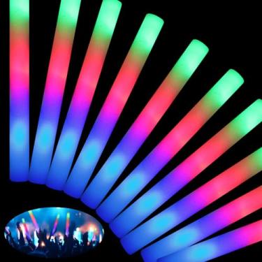 Imagem de HONLYNE 200PCS Foam Glow Sticks with 3 Modes Colorful Flashing, LED Light Stick Gift, Comes with 6 Glowing Stickers, Glow Sticks Party Pack for Wedding, Raves, Concert, Party, Halloween Party Supplies