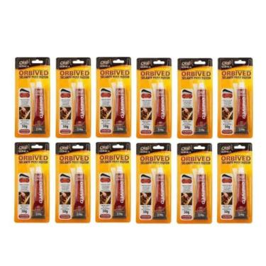 Imagem de Kit 12 Junta Cola Silicone Alta Temperatura Vermelho Orbi Quimica 50gr