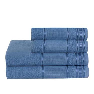 Imagem de Toalhas de Banho 4 Peças Premium ul Jeans 100% Algodão - Dianneli