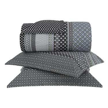 Imagem de Kit Colcha Queen Percal 180 Fios Buddemeyer Mosaique 100% Algodão Penteado Dupla Face Estampado 3 peças