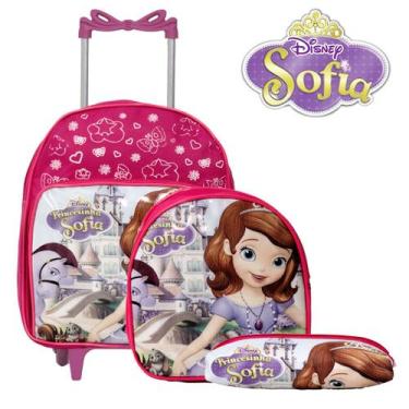 Imagem de Bolsa de Rodinha Menina Desenho Sofia Com Lancheira Infantil - TOYS 2U