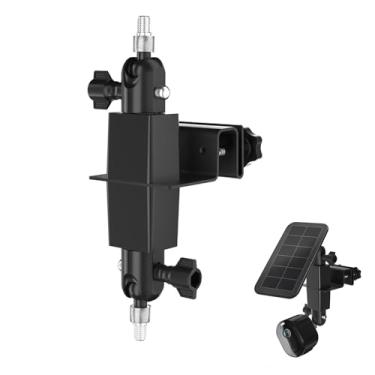 Imagem de Huafly Suporte de calha ajustável para câmera Arlo/Reolink, câmera e painel solar com porta de parafuso padrão de 1/4, acessórios para suporte externo suporte de parede (preto)