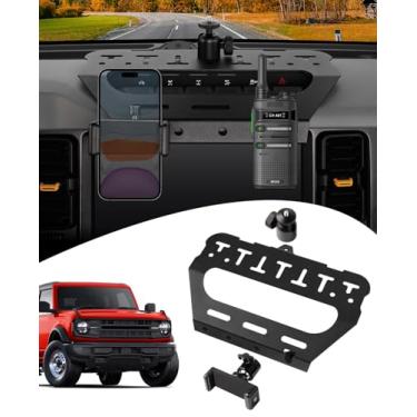Imagem de Sunsdrew Suporte de telefone automotivo Bronco 3 em 1, suporte de interfone e suporte para GoPro com trilho Picatinny, suporte de telefone ajustável antivibração de 360° para acessórios Bronco