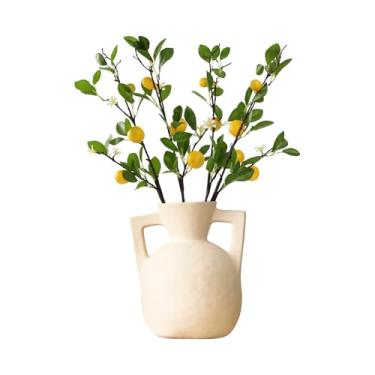 Imagem de ucky Ramos de limão artificiais, 4 peças de 68 cm, folhas verdes realistas e frutas de limão amarelas, plantas de decoração de primavera, plantas de decoração de verão, plantas para decoração de casa,