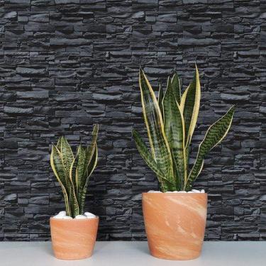 Imagem de Papel De Parede Adesivo 3d Pedras Canjiquinha Tons Preto 1m - Leliz Pa