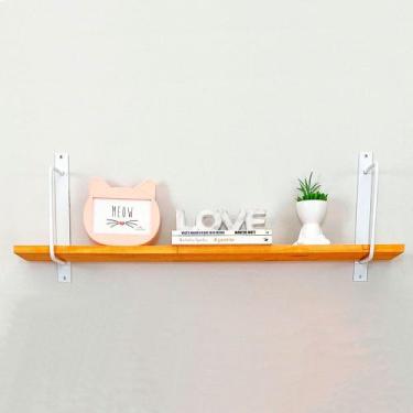 Imagem de Prateleira de Parede de Ferro e Madeira Bracket Industrial 90cm Carval