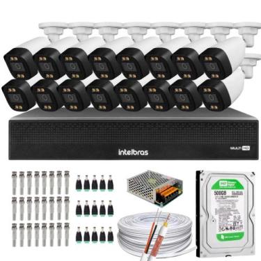Imagem de Kit 16 Câmeras Full Color Dvr 1016 Intelbras C/ Hd 500gb