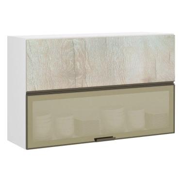 Imagem de Armário Basculante Misto Perola 120 Cm 2 Portas Alumínio E Com Vidro Reflecta Bronze Lu...