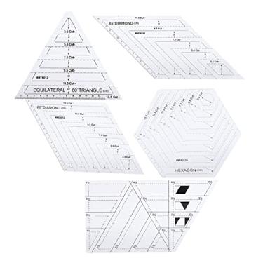 Imagem de 4 Peças de Réguas de Acolchoamento, Régua de Acolchoamento, Artesanato de Corte de Costura Transparente 5 Peças de Régua de Patchwork Modelos de Acolchoamento Modelos de