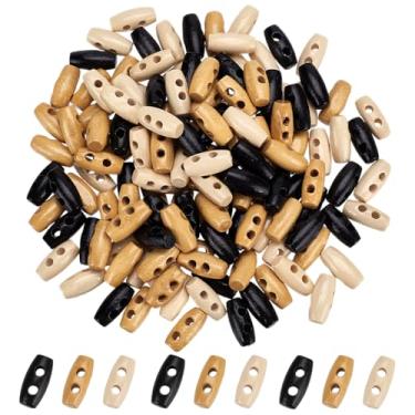 Imagem de FINGERINSPIRE 120 peças mini botões de alternância de madeira 2 furos 16 mm pequenos botões de alternância de buzina de costura 3 cores micro oliva botões de costura pequenos botões de costura de