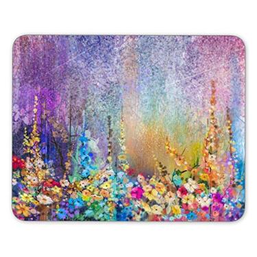 Imagem de Mouse pad abstrato floral com pintura aquarela - Mousepad de borracha antiderrapante - Aplicável para jogos, casa, escola, mouse pad de escritório