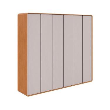 Imagem de Guarda-Roupa Casal Loop 100% MDF 6 PT 6 GV Amêndoa e Off White - Moder