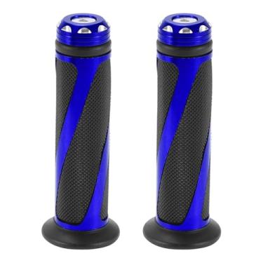 Imagem de Motoforti Capa universal para guidão de motocicleta de liga de alumínio de borracha para motocicleta, scooter, bicicleta, quadriciclo, preto, azul, 1 par