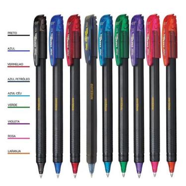 Imagem de Kit 09 Canetas PENTEL Gel Energel Makkuro 0.7mm Ponta Fina
