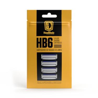 Imagem de HeadBlade Lâminas de recarga HB6 – 6 lâminas de aço inoxidável para não apertar ou puxar, barbear menos, funciona para rosto, corpo e couro cabeludo