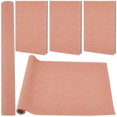 Imagem de CRASPIRE Tecido de encadernação de livro de linho de 127 x 29 cm com parte traseira de papel poliéster salmão escuro capa de tecido para álbum de livros, álbum de recortes, arquivo, faça você mesmo,