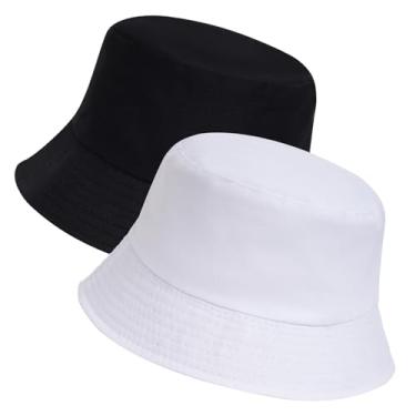 Imagem de Yookat 2 Pack Bucket Hat for Man Woman Bucket Cap Summer Beach Hat for Outdoor (Black, White)