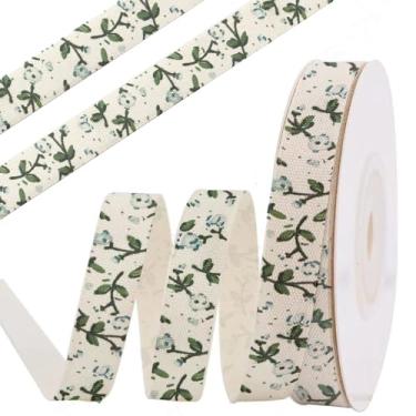 Imagem de anshome Fita de algodão de flor azul, 5/20.3 cm x 10 jardas fitas brancas creme vintage primavera fita de tecido natural macio para decoração de casa festa embrulho de presente