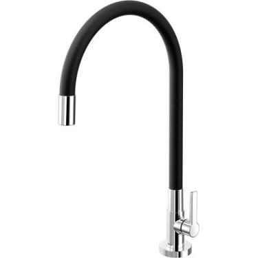 Imagem de Torneira Cozinha Mesa GaliFlex Preto/Cromado Docol, Cromada e Preto