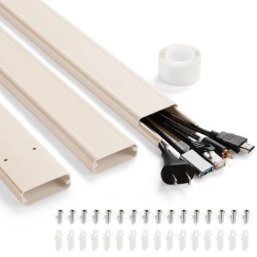 Imagem de Escondedor de cabo de TV de 119.4 cm, ocultador de cabos YCLYC para montagem na parede, ocultador de cabos grande, capas de fio pintáveis para cabos, organizador de cabos de gerenciamento de cabos,