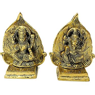 Imagem de Estátua Kunal Laxmi Ganesha para Diwali Pooja Paan Design Lakshmi Ganesha Idol Home Temple mandir Laxmi Ganesh Murti Idol ganpati Ji Murti Tamanho-Altura-12,7 cm