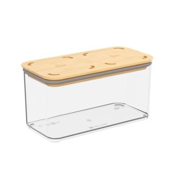 Imagem de Pote Hermético Cristal com Tampa em Bambu 1,3L, linha Modo Coza