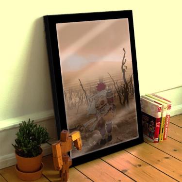 Imagem de Quadro Decorativo Naruto Gaara Deserto FanArt 33x25 C/ Vidro