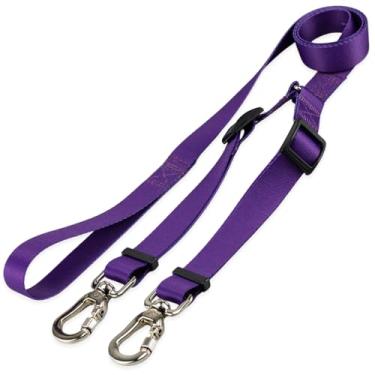 Imagem de Basic Pet Coleira Guia Dupla Para Cães Cachorro Adestramento Passeio Porte Grande Médio Pequeno (Roxo, M)