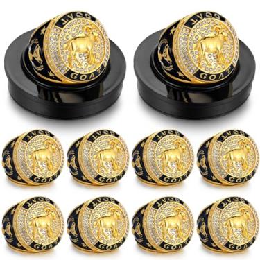 Imagem de Highergo 1 peça de anel de troféu de campeonato de cabra com corrente de pescoço e medalha de cabra de suporte presente para prêmio de futebol de cabra MVP Champion Tournament League Champion Sports