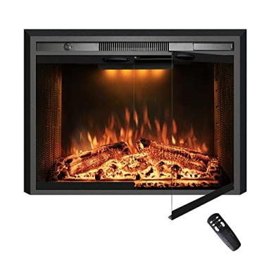 Imagem de Velaychimney Inserção De Lareira Elétrica De 36 Polegadas, Aquecedor De Lareira De 750 W/1500 W Com Chama Ajustável E Cores De Luz Superior, Som De Crepitação De Fogo, Controle Remoto, Temporizador,