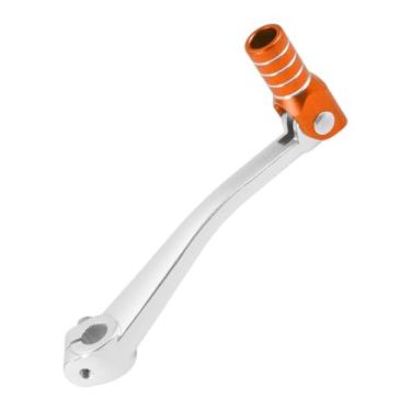 Imagem de Motoforti Alavanca de câmbio dobrável de motocicleta para pedal de liga de alumínio Bosuer 125 Braço de alavanca de câmbio prateado cabeça laranja com anel prateado