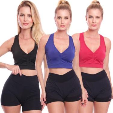 Imagem de Kit 3 Top Feminino Academia Treino Alta Sustentação Fitness - Brás e C