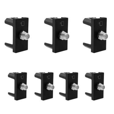 Imagem de Kit 7 Tomadas Antena Tv - Conector F Pial Plus+ Preto 615030pt
