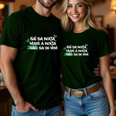 Imagem de Camiseta Algodão Unissex Casal Country Estampa Sai Da Roça Mas A Roça 