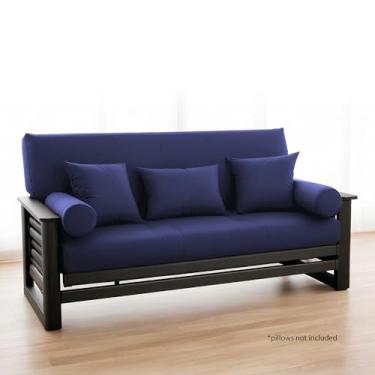 Imagem de National Allergy Capa de futon 100% algodão com zíper tamanho casal – azul marinho – lavável na máquina com zíper, capa de sofá durável sem braços (137 x 189 cm) - capa de sofá sem braços