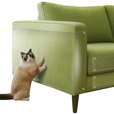 Imagem de GEZMR Protetor de arranhões Cat para móveis de tecido, pacote com 14, resistente, sem resíduo, fita autoadesiva de um lado, protetor antiarranhões para cantos de sofá/sofá + 70 pinos