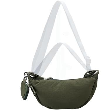 Imagem de Bolsa transversal com bolsa de moedas Hobo Sling Bolsa crescente feminina masculina moderna pequena bolsa de ombro bolsa de ombro bolsa bolsa de ombro bolsa bolsa alça ajustável, Verde, 12' x 3.5' x