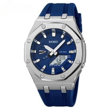 Imagem de Relógio Masculino Eletrônico Multifuncional Esportivo Night Glow Relógio Eletrônico (silver-dark blue)