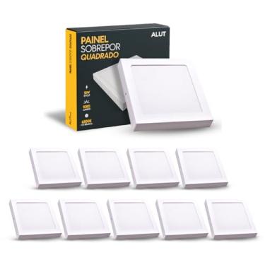 Imagem de Kit 10 Unidades ALUT Painel LED de Sobrepor Quadrado, 18W Plafon 6500K Branco Frio, Luminária Bivolt Slim de Instalação Rápida
