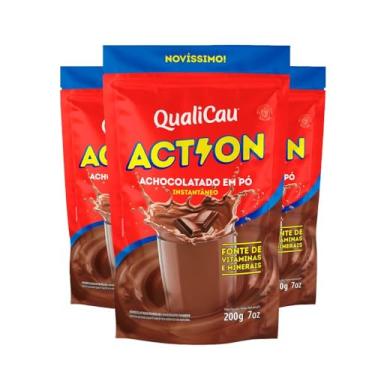 Imagem de Qualicau Achocolatado Em Pó Sem Lactose Action 3x 200g