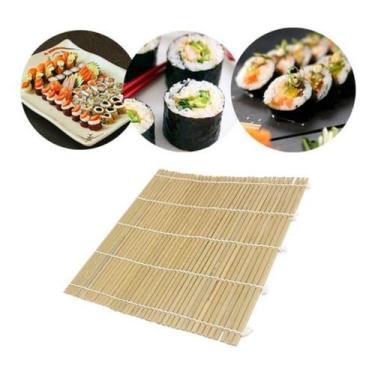 Imagem de Esteira Sudare Bambu Enrolar Sushi Oriental 24 Cm Utensílios de cozinh