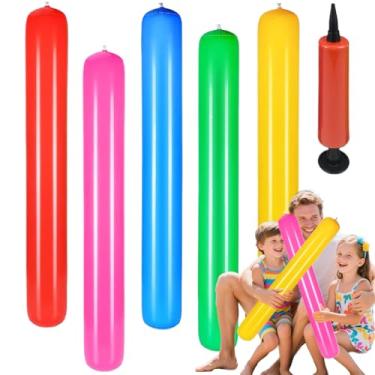 Imagem de Macarrão inflável para piscina, bastões flutuantes – flutuador portátil, bastão inflável, brinquedo de jogo aquático ao ar livre para atividades de praia e adultos
