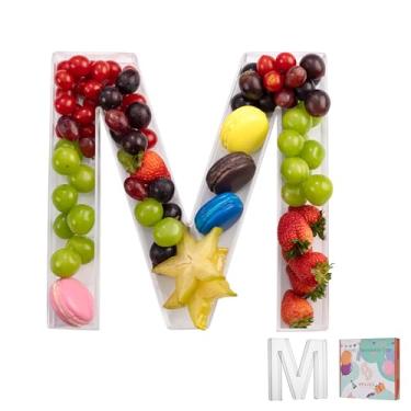 Imagem de Bandeja de charcutaria de acrílico com letras e números de 28 cm – Caixa de alfabeto reutilizável preenchível para doces, lanches, cupcakes – Travessa de servir para aniversário, casamento, festa de