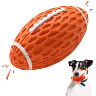 Imagem de Petinstinct Brinquedos Squeaky Dog Toys, brinquedo de futebol de borracha para mastigadores agressivos, brinquedos duráveis e interativos para cães médios e grandes, brinquedo de bola de cachorro