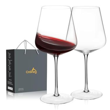 Imagem de CnSneg Conjunto De 2 Taças De Vinho De Cristal, Taça De Vinho Soprada À Mão De 25 Oz, Taças De Vinho Branco/Tinto Para Casamento, Aniversário, Natal
