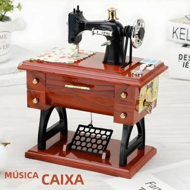 Imagem de Máquina De Costura Retrô Vintage, Caixa De Música, Pedal Mecânico, Dec